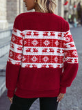 Christmas Element Round Neck Long Sleeve Sweatshirt - Trendsi