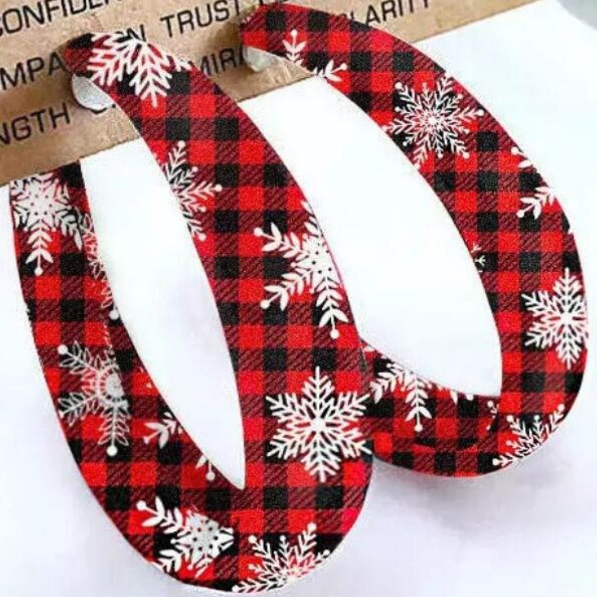 Plaid PU Leather Hoop Earrings - Trendsi
