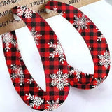 Plaid PU Leather Hoop Earrings - Trendsi - Flyclothing LLC