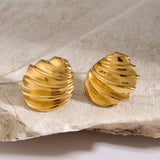 Stainless Steel Shell Shape Stud Earrings - Trendsi - Flyclothing LLC