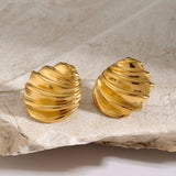 Stainless Steel Shell Shape Stud Earrings - Trendsi