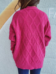 Diamond Round Neck Long Sleeve Sweater - Trendsi