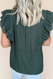 Frilled Notched Ruffled Cap Sleeve Blouse - Trendsi