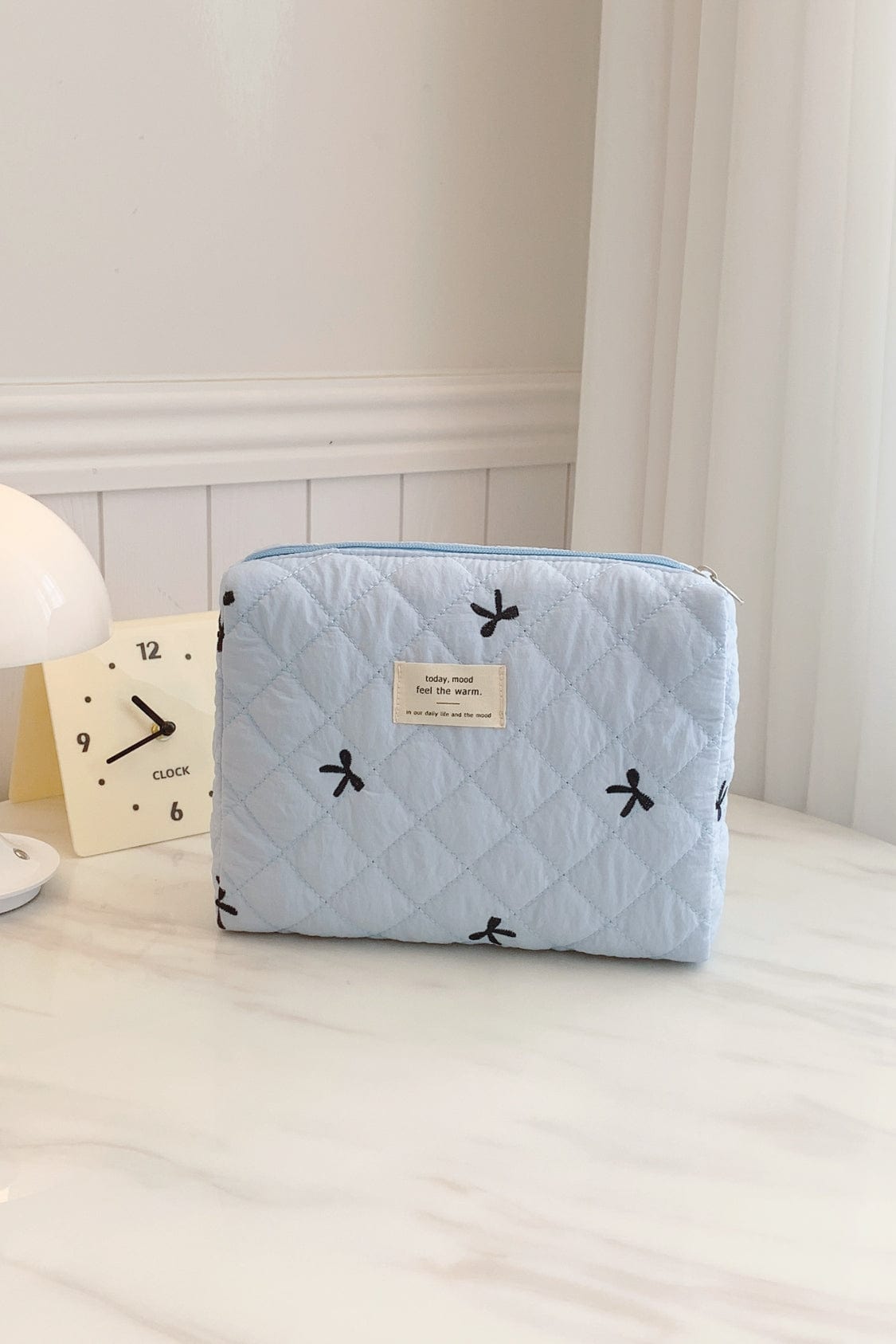 Bow Embroidered Quilted Storage Bag - Trendsi