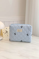 Bow Embroidered Quilted Storage Bag - Trendsi
