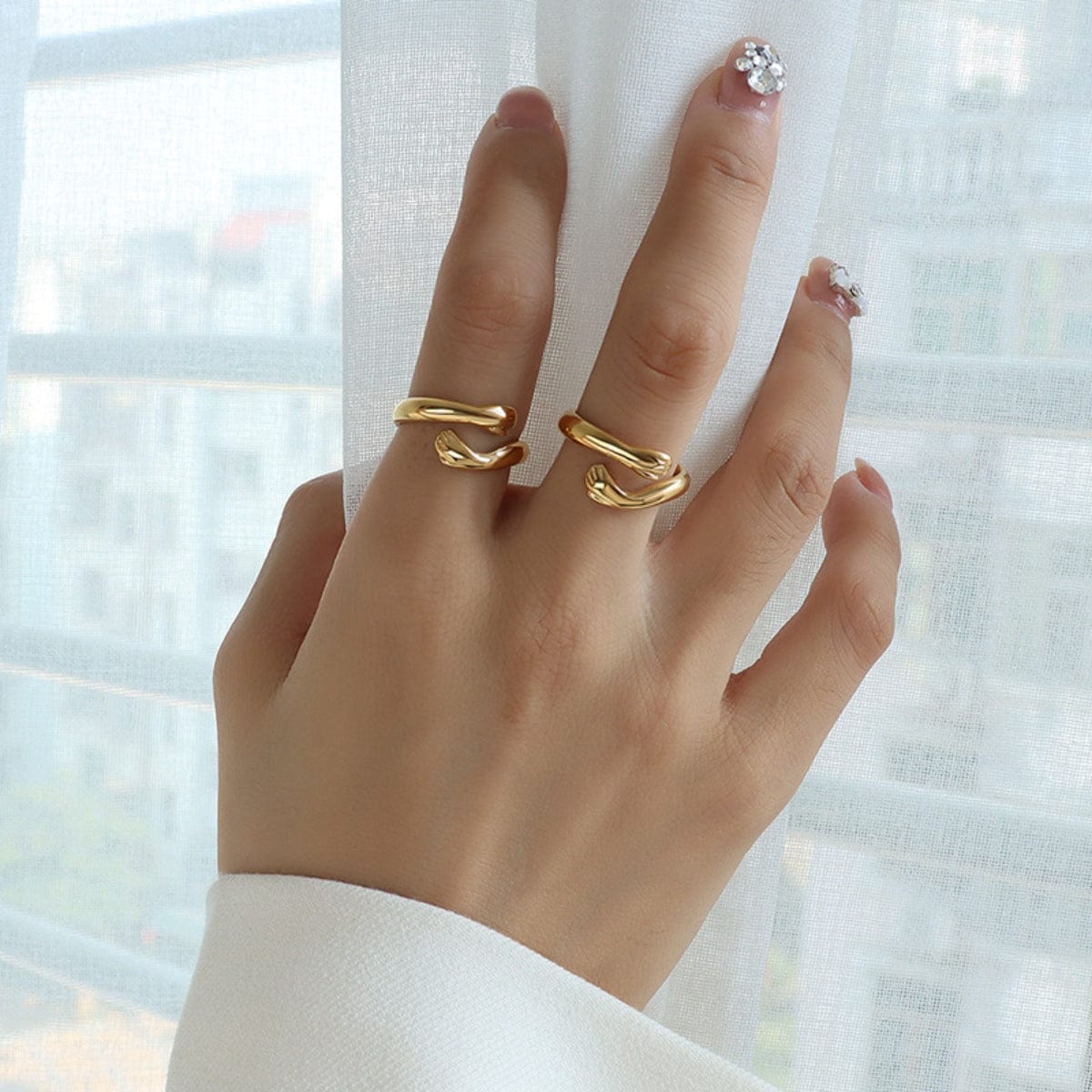 Titanium Steel Hug Bypass Ring Trendsi