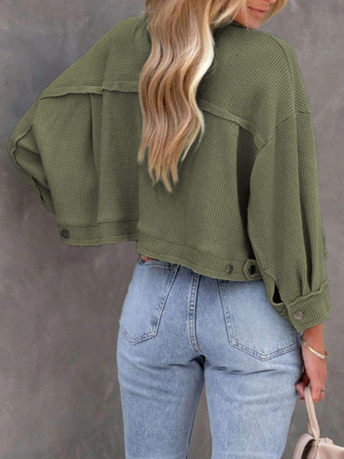 Button Up Long Sleeve Jacket - Trendsi - Flyclothing LLC