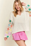 ADORA Multicolor Sleeve Knit Top - Trendsi
