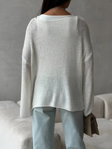 Boat Neck Knit Cover Up with Relaxed Fit - Trendsi - Flyclothing LLC