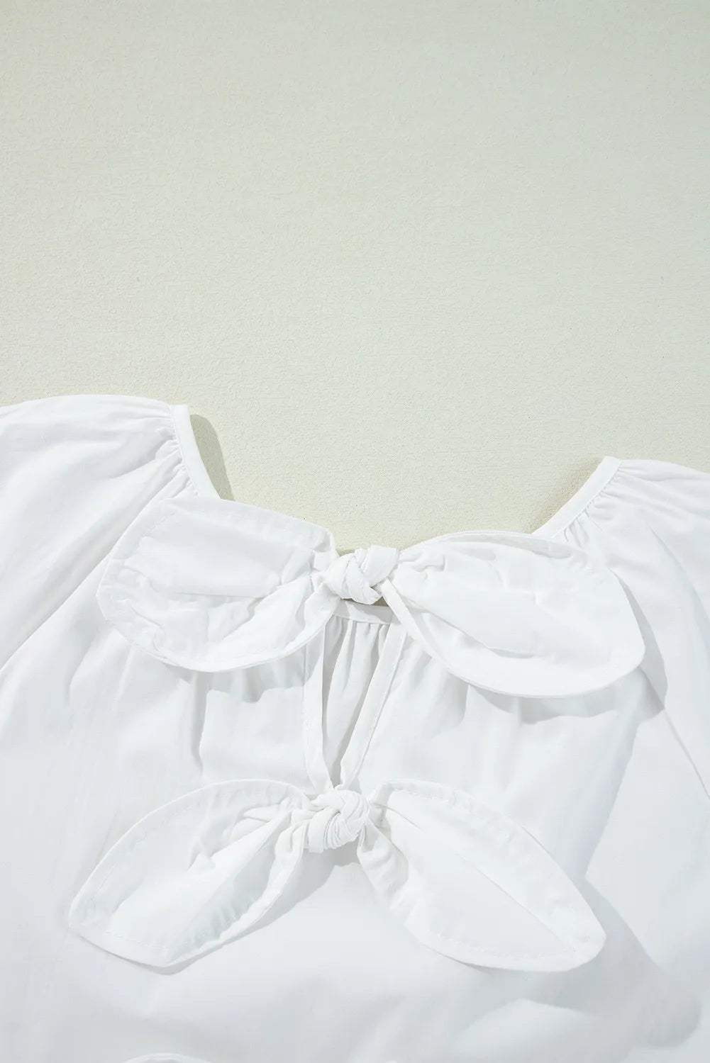 Bow Round Neck Three-Quarter Sleeve Blouse - Trendsi - Flyclothing LLC
