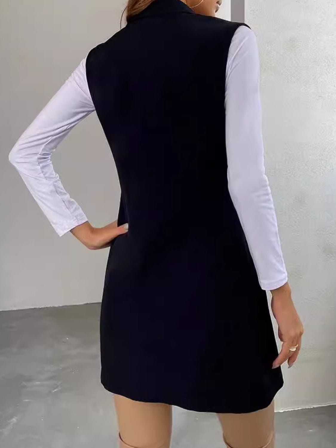 Open Front Longline Vest Coat - Trendsi
