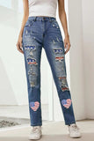 US Flag Distressed Straight Jeans - Trendsi - Flyclothing LLC