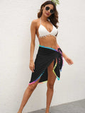 Rainbow Pompom Trim Swim Skirt - Trendsi - Flyclothing LLC