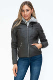 YMI Faux Layered Double-Zipper Jacket with Fuzzy Hood - Trendsi - Flyclothing LLC