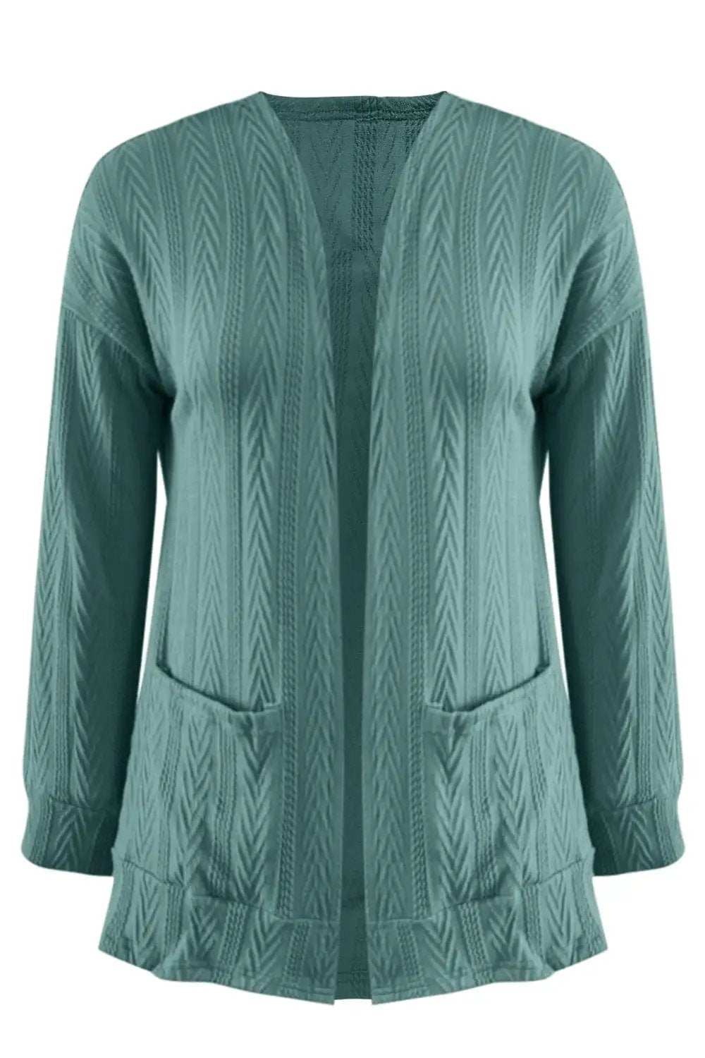 Full Size Textured Open Front Long Sleeve Cardigan - Trendsi - Flyclothing LLC
