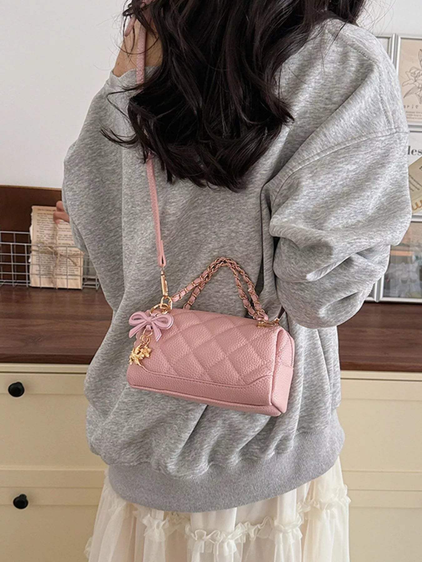 Quilted Chain Crossbody Bag - Trendsi - Flyclothing LLC