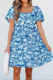 Floral Puff Sleeve Babydoll Mini Dress - Trendsi - Flyclothing LLC