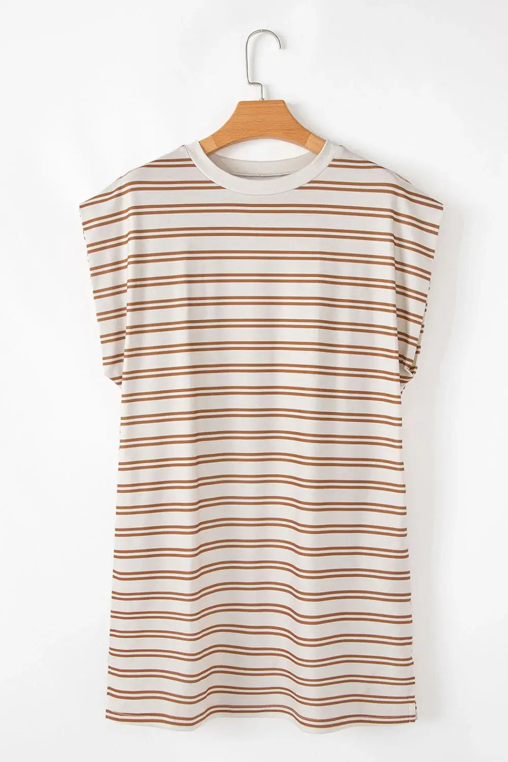 Stripe Round Neck Sleeveless Pocketed Mini Dress - Trendsi - Flyclothing LLC