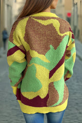 Contrast Round Neck Long Sleeve Sweater - Trendsi