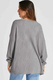 Waffle-Knit Long Sleeve Sweatshirt - Trendsi - Flyclothing LLC