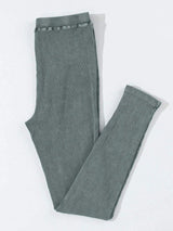 Ribbed Elastic Waist Leggings - Trendsi - Flyclothing LLC