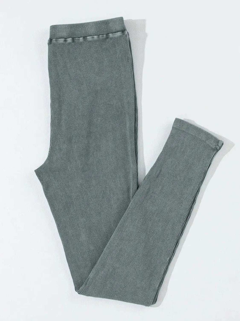 Ribbed Elastic Waist Leggings - Trendsi - Flyclothing LLC