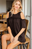 Heimish Full Size Frill Round Neck Cold Shoulder T-Shirt Plus Size - Trendsi