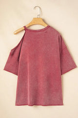 One Shoulder Half Sleeve Oversized Tunic T Shirt - Trendsi - Flyclothing LLC