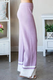First Love Contrast Ribbed Knit Pants - Trendsi