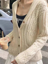 Cable Knit Button Up Cardigan - Trendsi - Flyclothing LLC