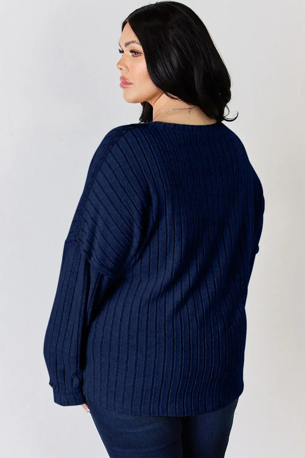 Basic Bae Full Size Ribbed Half Button Long Sleeve T-Shirt - ShopBasicbae - Flyclothing LLC