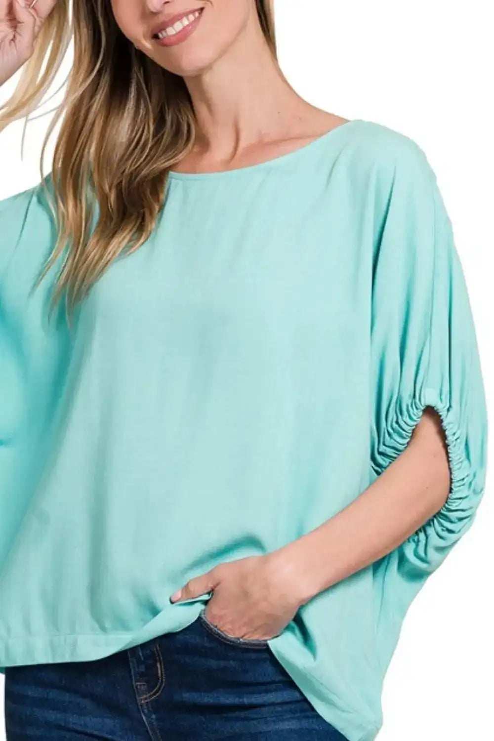Zenana Woven Oversized Boxy Top - Trendsi - Flyclothing LLC