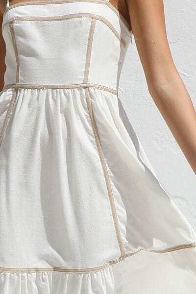 Contrast Trim Square Neck Midi Cami Dress - Trendsi - Flyclothing LLC