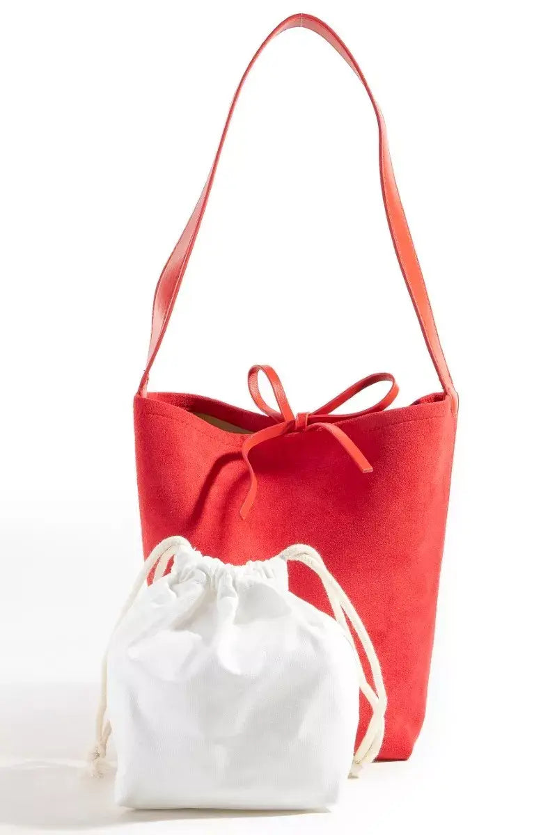 Fame Bucket Pouch Faux Suede Tote Bag - Trendsi - Flyclothing LLC
