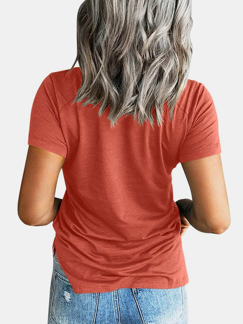 Pocketed V-Neck Short Sleeve T-Shirt - Trendsi - Flyclothing LLC