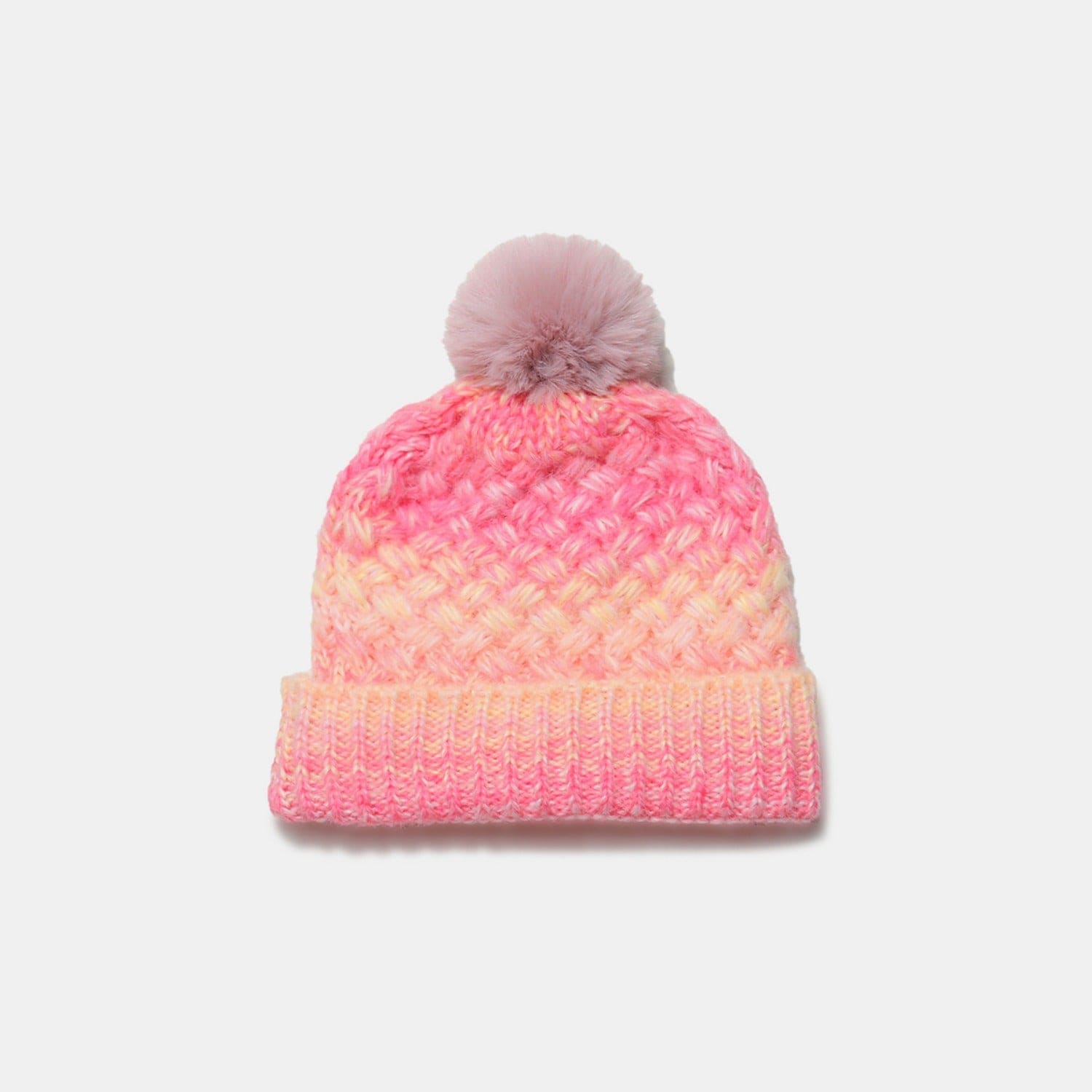 Gradient Knit Hat with Pompom - Trendsi
