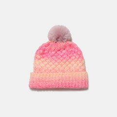 Gradient Knit Hat with Pompom - Trendsi