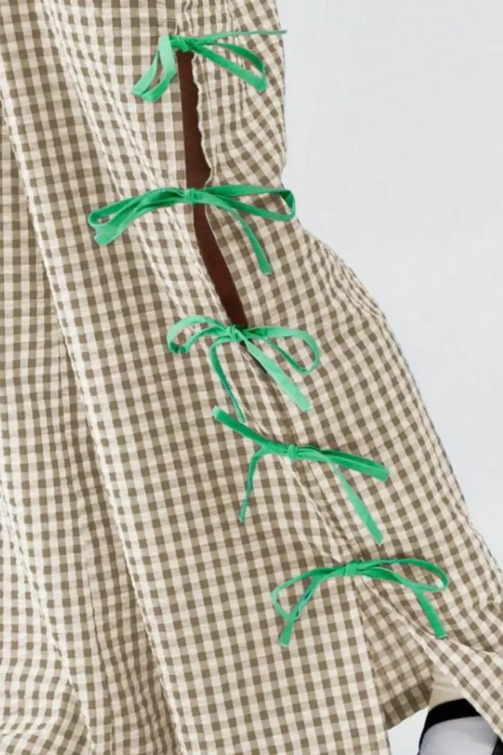 Side Tied Plaid Pants - Trendsi - Flyclothing LLC
