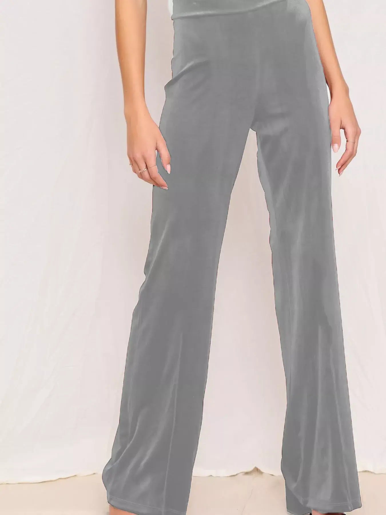 Full Size Velvet Wide Leg Pants Plus Size - Trendsi - Flyclothing LLC