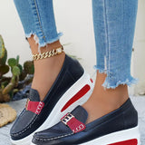 Metal Buckle Round Toe Slip-Ons - Trendsi - Flyclothing LLC