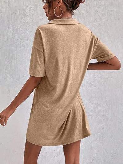 Johnny Collar Short Sleeve Polo Dress - Trendsi - Flyclothing LLC