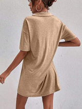 Johnny Collar Short Sleeve Polo Dress - Trendsi - Flyclothing LLC