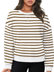 Lovelet Striped Round Neck Long Sleeve Sweatshirt - Trendsi