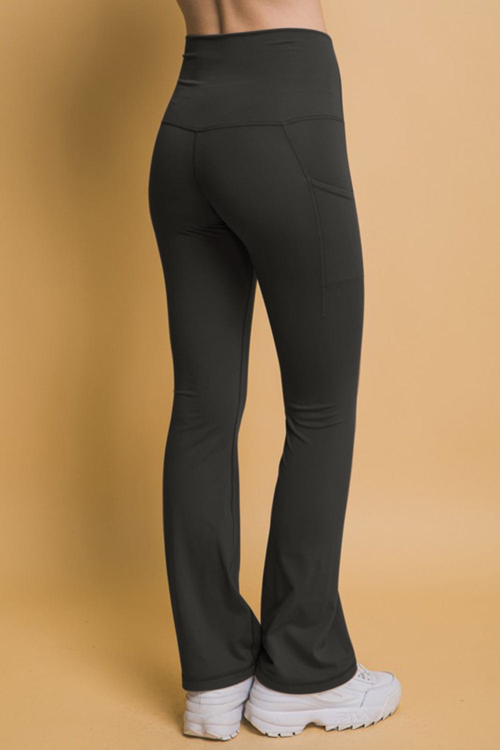 Love Tree High Waist Flare Active Leggings with Side Pockets - Trendsi