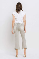 Lovervet Distressed Raw Hem Cropped Flare Jeans - Trendsi - Flyclothing LLC