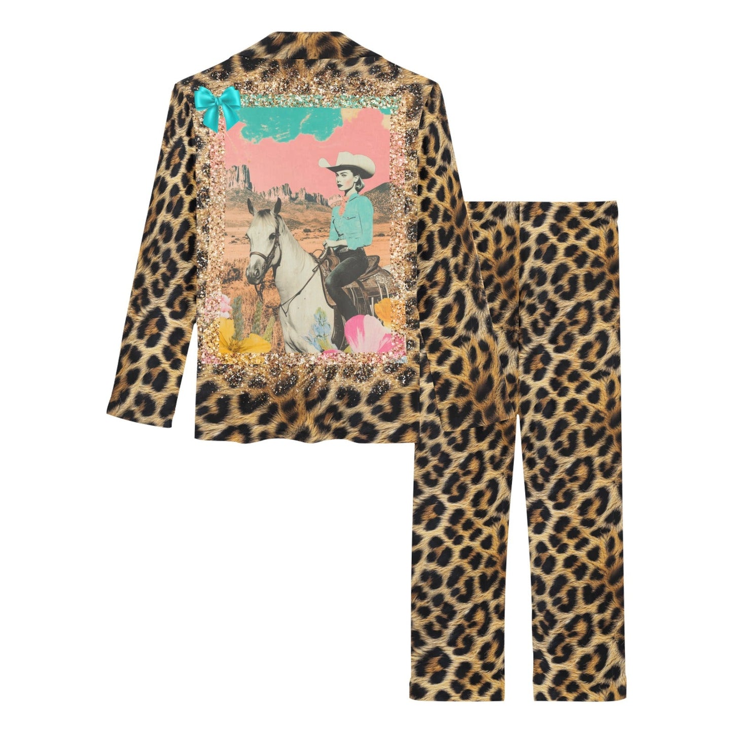 Baha Ranch Retro Pop Western Leopard Pajamas Set - Baha Ranch Western Wear - Flyclothing LLC