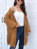 Cable-Knit Open Front Long Sleeve Cardigan - Trendsi - Flyclothing LLC