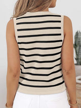 Striped V-Neck Knit Vest - Trendsi - Flyclothing LLC