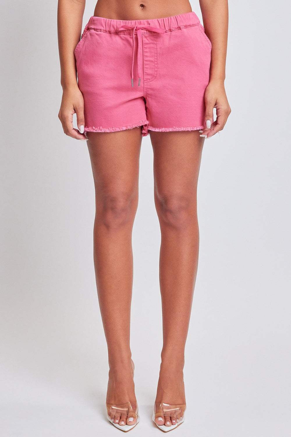 YMI Jeanswear Full Size Drawstring Raw Hem Shorts - Trendsi - Flyclothing LLC