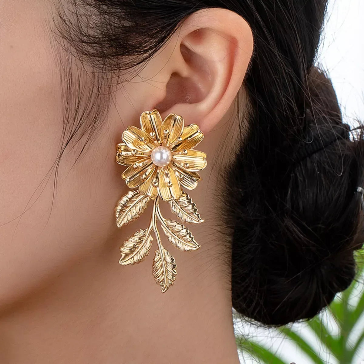 18K Gold-Plated Flower Earrings - Trendsi - Flyclothing LLC